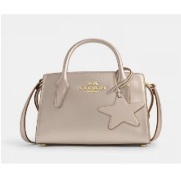 COACH NWT Andrea Carryall Bag Pearlized Gold Champagne Authentic Crossbody - Picture 1 of 16